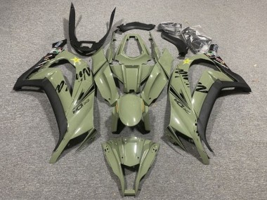 2011-2015 Kawasaki ZX10R Motorcycle Fairings - Dark Army Green Black Yellow Star Canada
