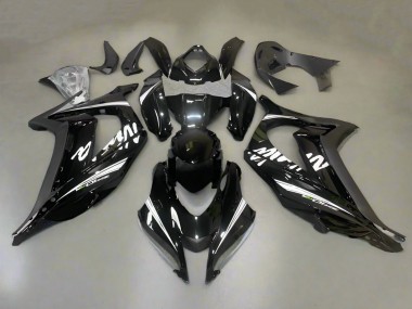 2016-2020 Kawasaki ZX10R Motorcycle Fairings - Glossy Black White Stripe Canada