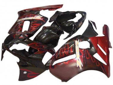 2000-2001 Kawasaki ZX12R Motorcycle Fairings - Glossy Black Red Flame Canada