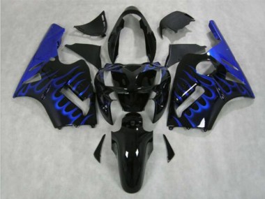 2002-2006 Kawasaki ZX12R Motorcycle Fairing - Glossy Black Blue Flame Canada