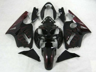 2002-2006 Kawasaki ZX12R Motorcycle Fairings - Glossy Black Burgundy Flame Canada