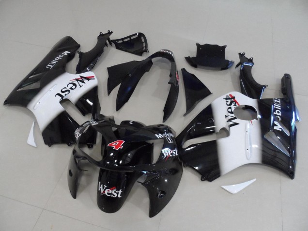 2002-2006 Kawasaki ZX12R Motorcycle Fairings - Glossy Black White Red West Mobil 4 Canada