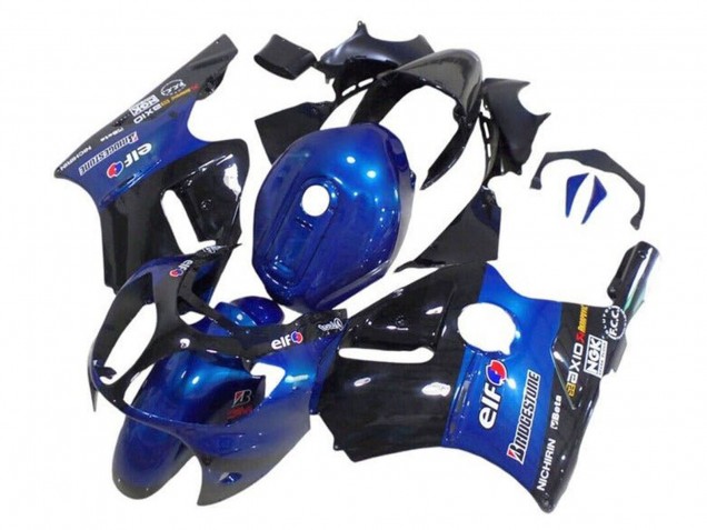 2002-2006 Kawasaki ZX12R Motorcycle Fairings - Blue Glossy Black Elf Bridgestone Canada