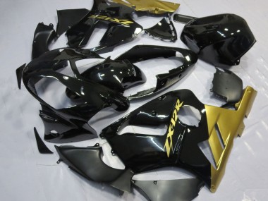 2002-2006 Kawasaki ZX12R Motorcycle Fairings - Glossy Black Gold Canada