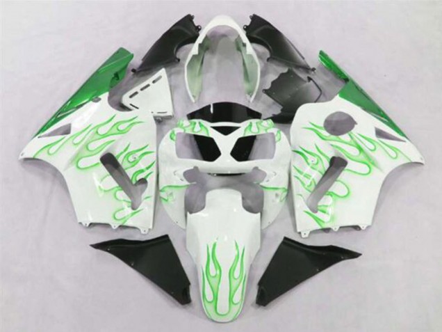 2002-2006 Kawasaki ZX12R Motorcycle Fairings - White Green Flame Canada