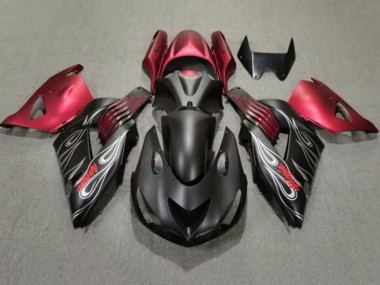 2006-2011 Kawasaki ZX14R ZZR1400 Motorcycle Fairings - Matte Black Red Silver Flame Canada