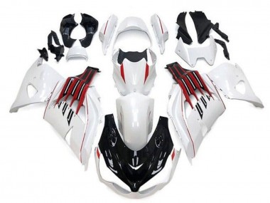 2012-2024 Kawasaki ZX14R ZZR1400 Motorcycle Fairings - White Black Red Stripe Canada