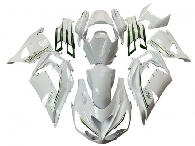 2012-2024 Kawasaki ZX14R ZZR1400 Motorcycle Fairings - White Green Silver Stripe Canada