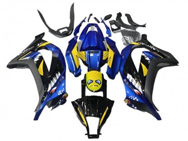 2013-2024 Kawasaki EX300 Motorcycle Fairings - Blue Yellow Black Shark Canada