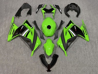 2013-2024 Kawasaki EX300 Motorcycle Fairing - Green White Black Stripe Canada