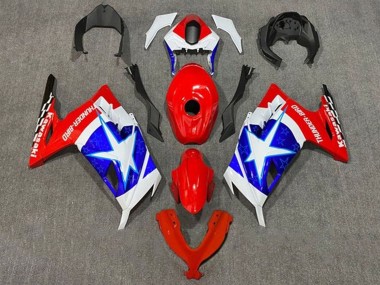 2013-2024 Kawasaki EX300 Motorcycle Fairings - White Red Blue Star Captain America Canada