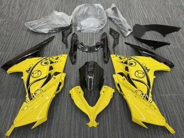 2013-2024 Kawasaki EX300 Motorcycle Fairings - Yellow Black Circles Canada