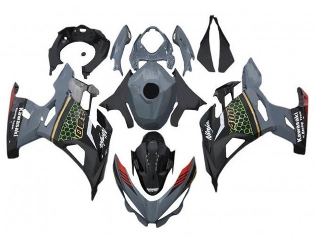 2018-2024 Kawasaki Ninja 400 Motorcycle Fairings - Grey Black Red Honeycomb Canada
