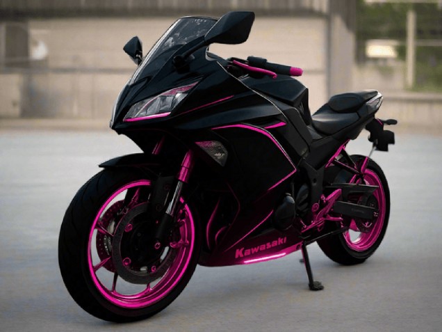 2017-2019 Kawasaki Ninja 650 EX650 Motorcycle Fairings - Glossy Black Pink Stripe Canada