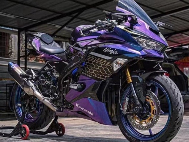 2019-2025 Kawasaki ZX25R ZX-25R Motorcycle Fairings - Purple Blue Gold Gradient Honeycomb Canada