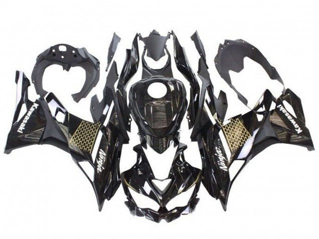 2019-2025 Kawasaki ZX25R ZX-25R Motorcycle Fairings - Glossy Black Gold White Honeycomb Canada