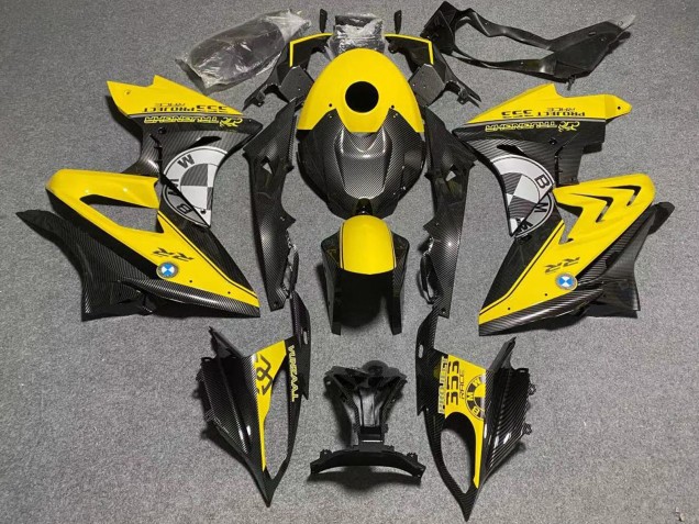 2017-2018 BMW S1000RR Motorcycle Fairings - Yellow Faux Carbon Fiber Canada