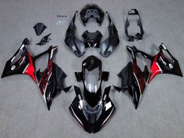 2019-2022 BMW S1000RR Motorcycle Fairings - Black Dark Red Red Canada
