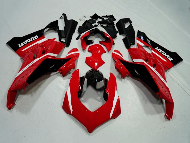 2020-2021 Ducati Panigale V4 V4S Motorcycle Fairings - Red White Glossy Black Stripe Canada