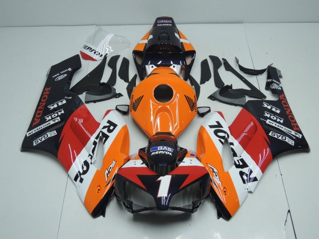 2004-2005 Honda CBR1000RR Motorcycle Fairings - Orange White Red Glossy Black Repsol RCV 1 Canada
