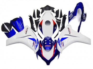 2008-2011 Honda CBR1000RR Motorcycle Fairings - White Red Blue Star HRC Canada