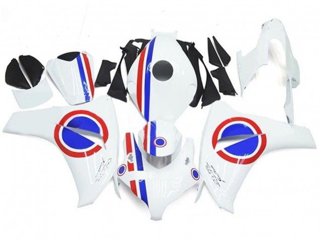 2008-2011 Honda CBR1000RR Motorcycle Fairings - White Red Blue Stripe Canada