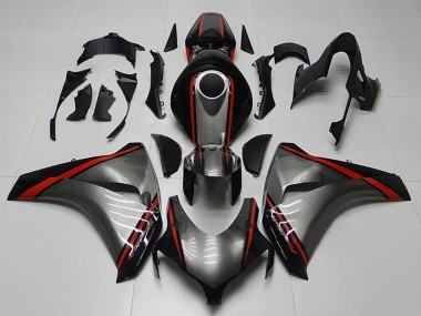 2008-2011 Honda CBR1000RR Motorcycle Fairings - Grey Red Glossy Black Stripe Canada