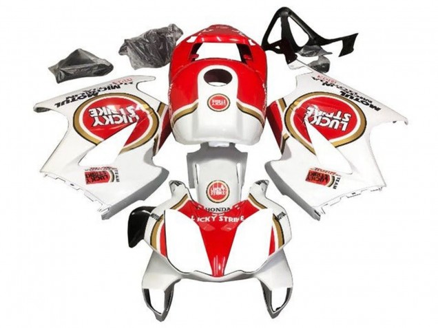 2002-2013 Honda VFR 800 Motorcycle Fairings - White Red Lucky Strike Canada