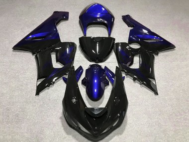 2005-2006 Kawasaki ZX6R Motorcycle Fairing - Blue Glossy Black Canada