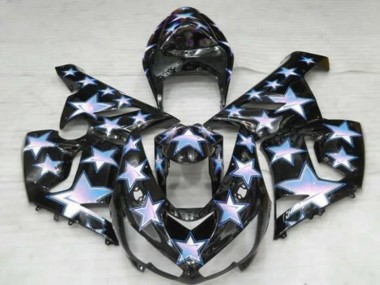 2005-2006 Kawasaki ZX6R Motorcycle Fairings - Black Blue White Star Canada