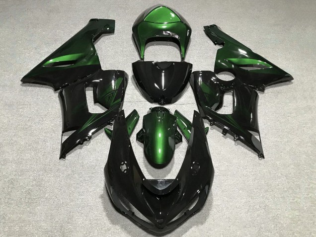 2005-2006 Kawasaki ZX6R Motorcycle Fairings - Green Glossy Black Canada