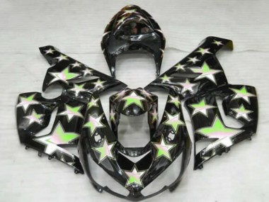 2005-2006 Kawasaki ZX6R Motorcycle Fairings - Black Green Star Canada