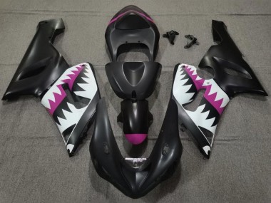 2005-2006 Kawasaki ZX6R Motorcycle Fairings - Matte Black White Pink Shark Canada