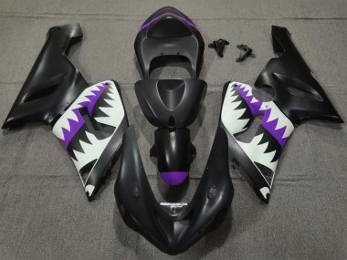 2005-2006 Kawasaki ZX6R Motorcycle Fairings - Matte Black White Purple Shark Canada