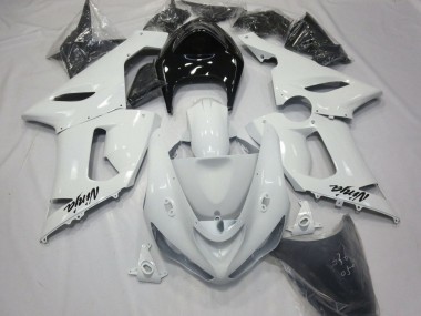 2005-2006 Kawasaki ZX6R Motorcycle Fairings - White Black Canada