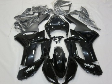 2007-2008 Kawasaki ZX6R Motorcycle Fairings - Glossy Black Matte Black White Decals Canada