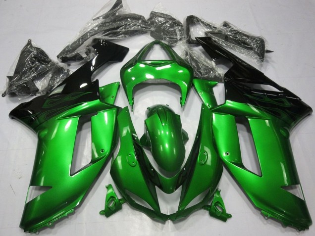 2007-2008 Kawasaki ZX6R Motorcycle Fairings - Green Black Canada