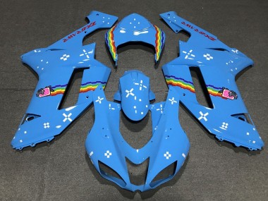 2007-2008 Kawasaki ZX6R Motorcycle Fairings - Light Blue Rainbow Canada