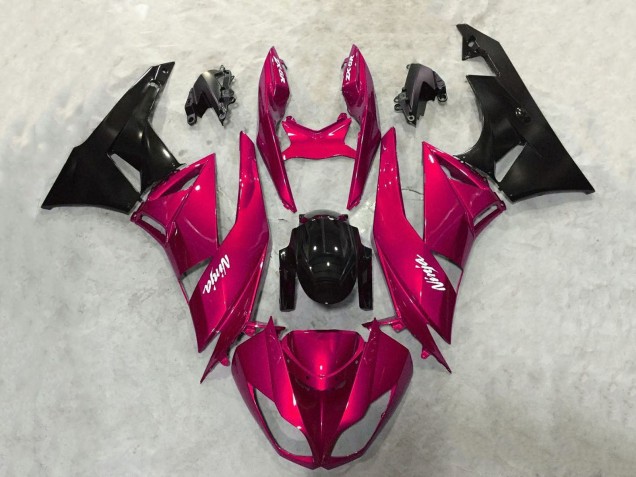 2009-2012 Kawasaki ZX6R Motorcycle Fairings - Candy Red Glossy Black Canada