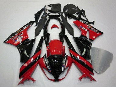 2009-2012 Kawasaki ZX6R Motorcycle Fairings - Red Glossy Black Elf Touch4 Bridgestone Canada