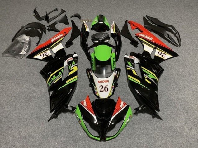 2009-2012 Kawasaki ZX6R Motorcycle Fairings - Green Glossy Black White Red Showr 26 Canada