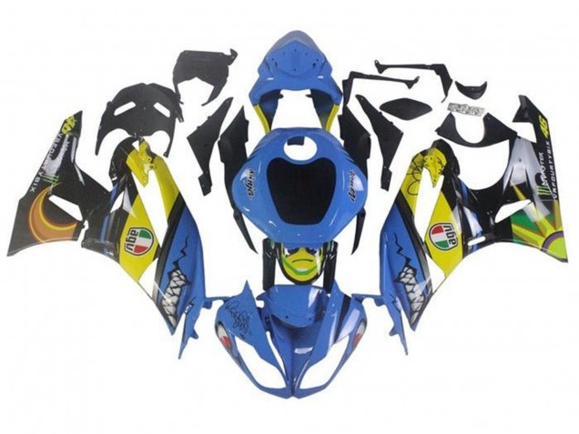2009-2012 Kawasaki ZX6R Motorcycle Fairings - Blue Yellow Shark Canada