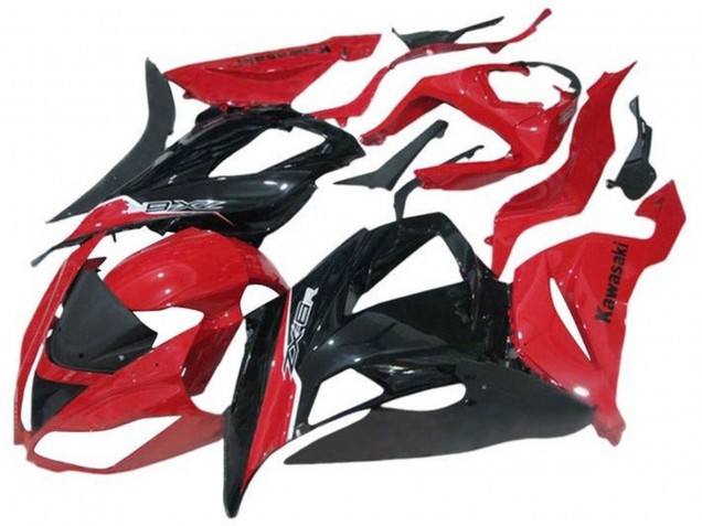 2013-2018 Kawasaki ZX6R Motorcycle Fairing - Red Glossy Black Canada
