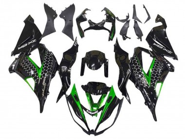2013-2018 Kawasaki ZX6R Motorcycle Fairings - Glossy Black Green White Honeycomb Canada