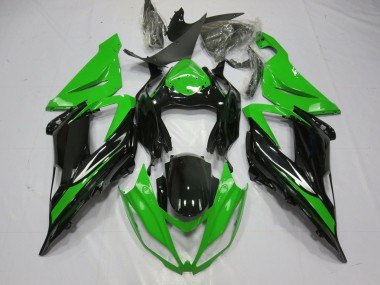 2013-2018 Kawasaki ZX6R Motorcycle Fairing - Green Glossy Black Canada