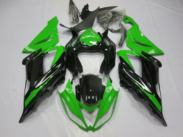 2013-2018 Kawasaki ZX6R Motorcycle Fairing - Green Glossy Black Canada