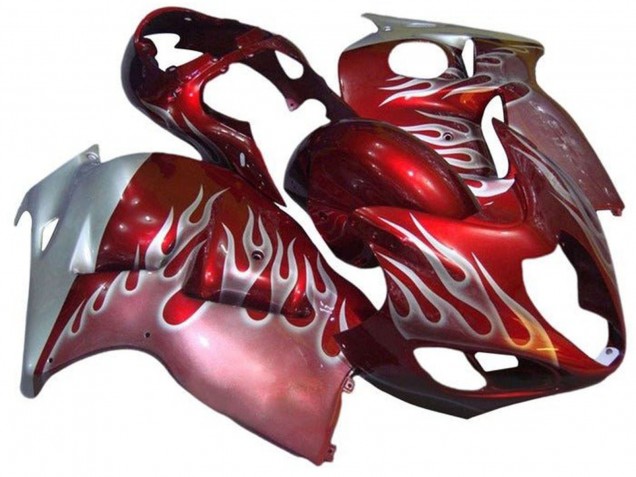 1996-2007 Suzuki GSXR1000 Motorcycle Fairings - Red Silver Flame Canada