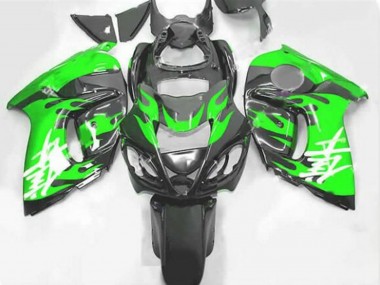 2008-2020 Suzuki GSXR 1300&nbsp;Hayabusa Motorcycle Fairings - Black Green Flame Canada