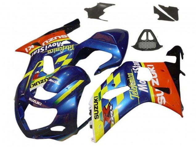 2000-2002 Suzuki GSXR1000 Motorcycle Fairings - Blue Yellow Red Telefumica Motul Canada