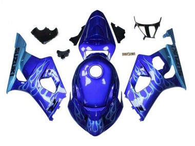 2003-2004 Suzuki GSXR 1000 Motorcycle Fairings - Blue Light Blue White Flame Canada